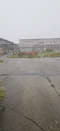 Rainy day documented at industrial yard in Karnobat, Bulgaria