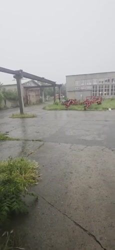 Rainy day documented at industrial yard in Karnobat, Bulgaria