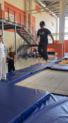 Youth practices trampoline gymnastics at Krasnoyarsk recreational facility