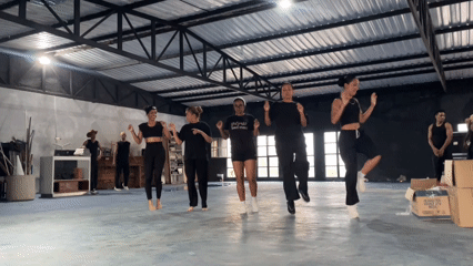Dance rehearsal in full swing at an industrial studio in Porlamar