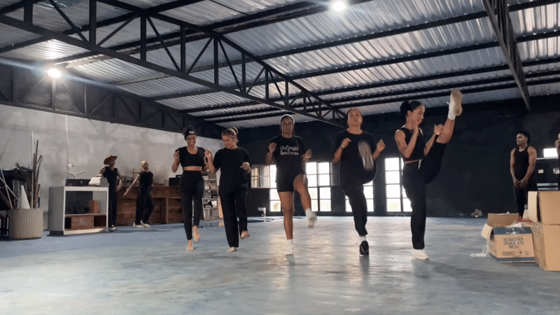 Dance rehearsal in full swing at an industrial studio in Porlamar