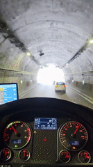 Vehicle exits tunnel onto highway in Pravets, Bulgaria