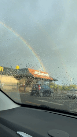 Double rainbow captured over Great Yarmouth during evening rain