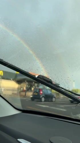 Double rainbow captured over Great Yarmouth during evening rain