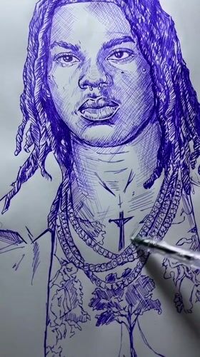 Ballpoint pen portrait sketch in progress, Jos Nigeria