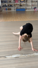 Girls practice dance floor exercises in Votkinsk studio