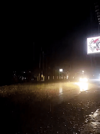 Heavy rain floods streets in Lhokseumawe, Indonesia