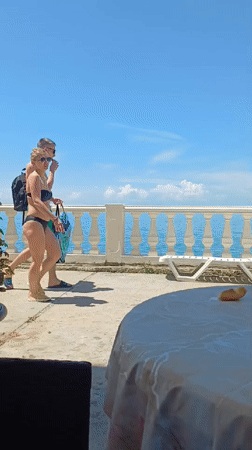 Family vacation morning captured on Black Sea balcony in Sochi