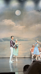 Ballet performance with period costumes captured in Moscow