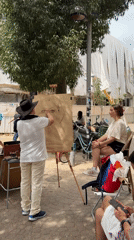 Morning arts market scene unfolds in Tel Aviv square