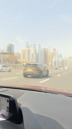 Gold Lamborghini Urus spotted on Dubai highway