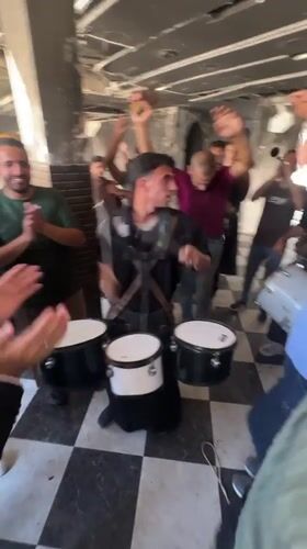 Wedding celebration with music and dancing in Gaza