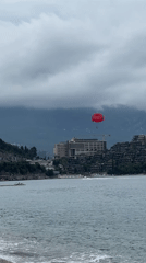 Parasailing and waterfront activity observed in Budva, Montenegro