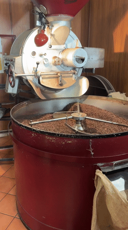Coffee roasting operation documented in Rome