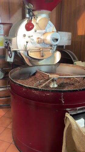 Coffee roasting operation documented in Rome