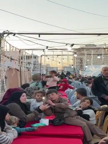 Community gathering with families held in Gaza City displacement camp