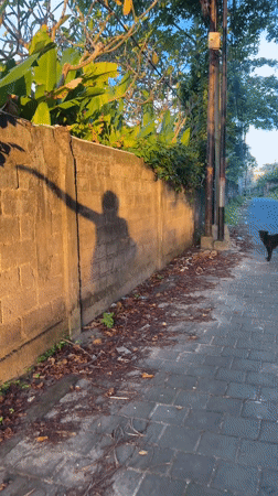 Tourist documents leisurely walk through Kuta streets during golden hour
