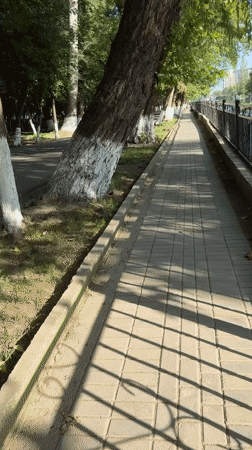 Morning along Osh City's riverside promenade