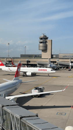 Routine aircraft operations documented at Zurich Airport Saturday afternoon