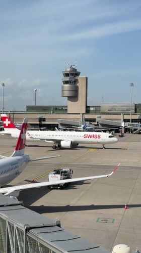 Routine aircraft operations documented at Zurich Airport Saturday afternoon