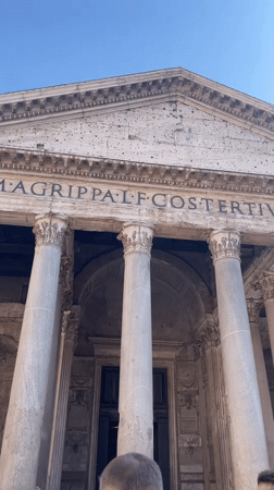 Tourist captures Pantheon exterior and interior during Rome visit