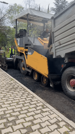 Road paving operations underway in Stara Zagora, Bulgaria