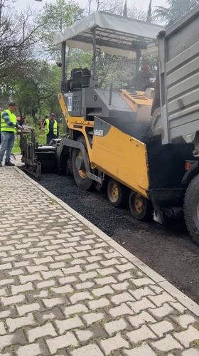 Road paving operations underway in Stara Zagora, Bulgaria