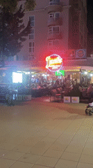 Evening street life documented in Nesebar Bulgaria tourist district