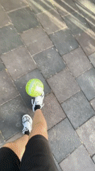 Person plays with ball and toy gun in Zlatograd