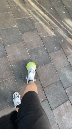 Person plays with ball and toy gun in Zlatograd