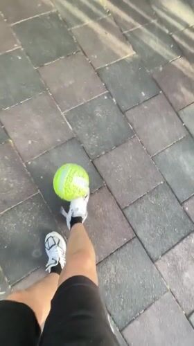 Person plays with ball and toy gun in Zlatograd