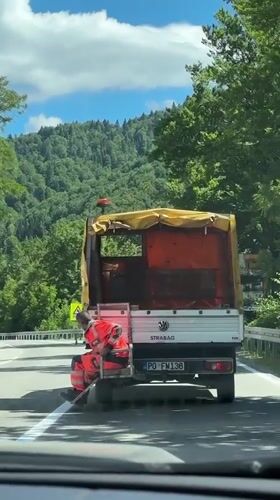 Construction work and motorcycle stops in Crkvine, Montenegro
