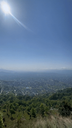 Clear morning panorama captured from high vantage point in Pokhara
