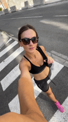 Selfie session on a Boreti sidewalk, July morning