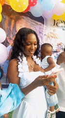Child's first birthday party celebrated outdoors in Adankolo, Nigeria