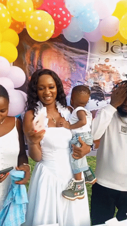 Child's first birthday party celebrated outdoors in Adankolo, Nigeria