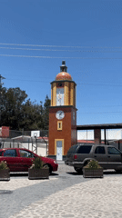 Colorful clock tower and murals documented in Mexican town