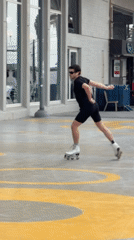 Roller skater spotted on decorated concrete in Tel Aviv