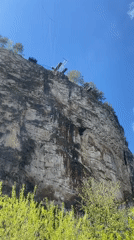 Bungee jumping and cliff recreation documented in rural Russia