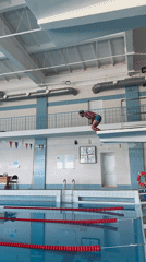 Diving session at an indoor pool in Gornozavodsk