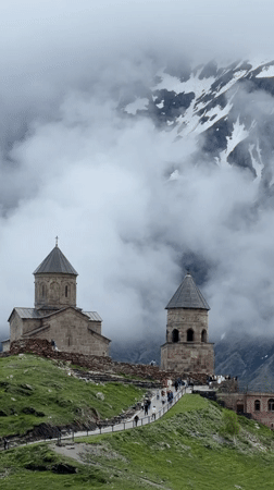 Mountain church visit in Gergeti with helicopter and wildlife