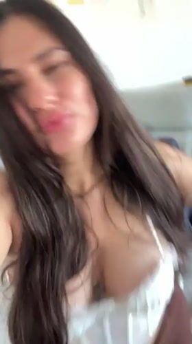 Woman records playful selfie videos at home in Kiryat Bialik