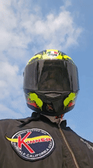 Motorcyclist with distinctive gear documented in Cam Lam, Vietnam