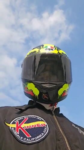 Motorcyclist with distinctive gear documented in Cam Lam, Vietnam