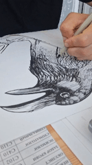 Artist draws detailed raven illustration in early morning Kempelevo session