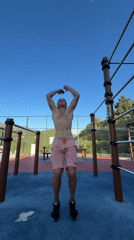 Man exercises on outdoor equipment in Montenegro park