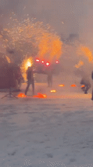 Traditional winter celebration with effigy burning in Saint Petersburg