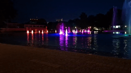 Evening fountain light show draws visitors in Plovdiv