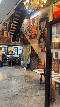 Art gallery with tiger paintings documented in Baan Bo Phut
