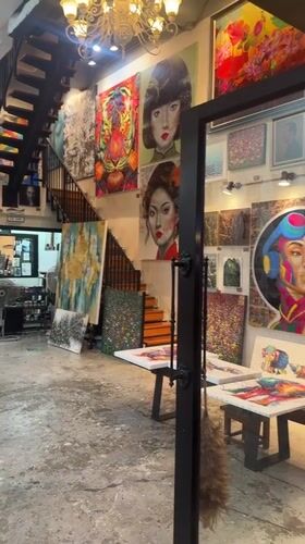 Art gallery with tiger paintings documented in Baan Bo Phut